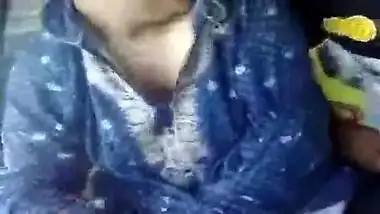 Shy arab aunty huge assets and exposed and gets groped by young lover in pablic plac