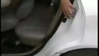 Moment cheating Desi wife is caught romping with local guy in the back of her car outdoor