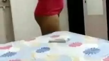 Dude XXX records hot Desi wife putting clothes on after having sex